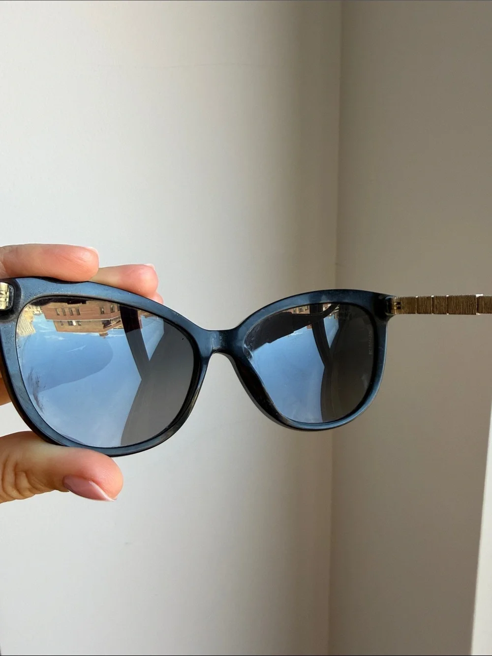 CHANEL Black Cat-Eye Sunglasses with Silver Accents